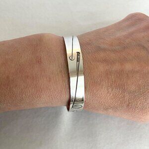 VTG Stuart Nye Sterling Silver 925 Copper Embossed Cuff Bracelet 6.75"
